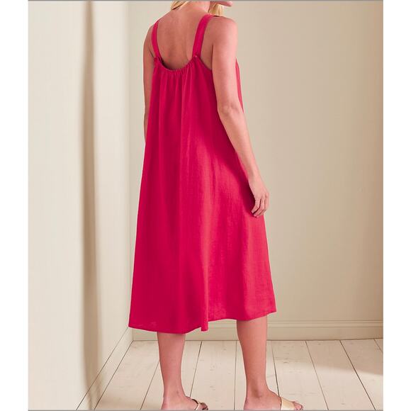 $238 EILEEN FISHER Organic Linen Midi Cami Dress Sundress | Sz XL, Geranium Pink - Picture 3 of 16